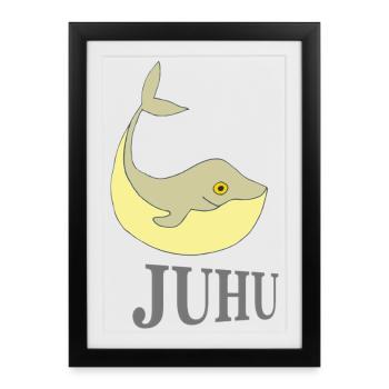 Baleine drôle - Affiche encadrée (27 × 37 cm) - noir - Devant