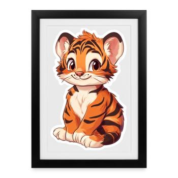 Süsser Tiger – Lustige Geschenkidee für Kinder - Gerahmtes Poster (27 × 37 cm) - Schwarz - Vorne