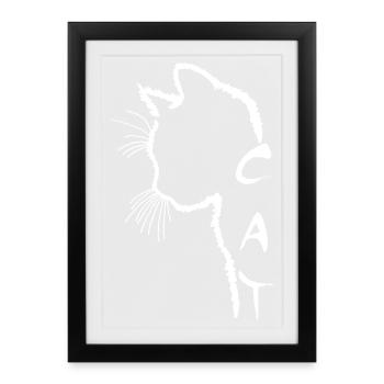 White Cat Silhouette - Framed poster (27 × 37 cm) - black - Front