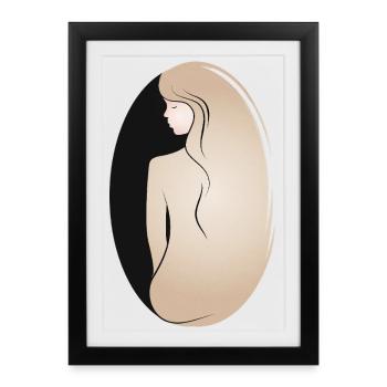 Silhouette féminine élégante – élégante et calme - Affiche encadrée (27 × 37 cm) - noir - Devant