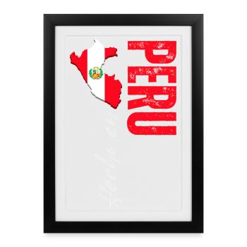 Fabriqué au Pérou, design vertical - Affiche encadrée (27 × 37 cm) - noir - Devant