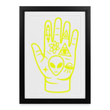 Main culte extraterrestre - Affiche encadrée (27 × 37 cm) - noir - Devant