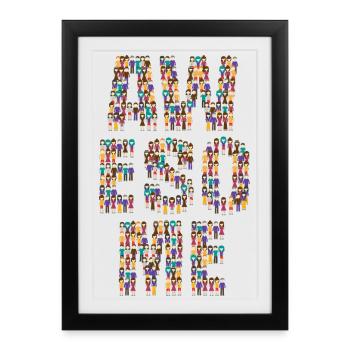 Foule impressionnante de caractères divers Typographie - Affiche encadrée (27 × 37 cm) - noir - Devant