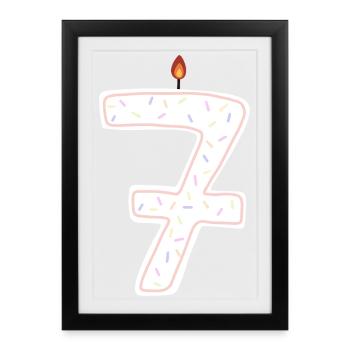Bougie d’anniversaire fantaisiste numéro sept - Affiche encadrée (27 × 37 cm) - noir - Devant
