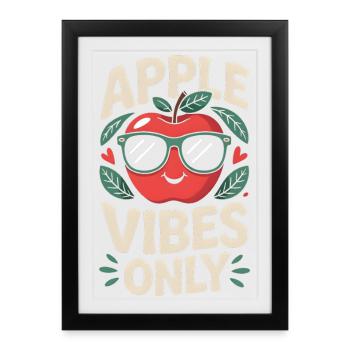 Apple Vibes Only Fall Cueillette de pommes d'automne - Affiche encadrée (27 × 37 cm) - noir - Devant