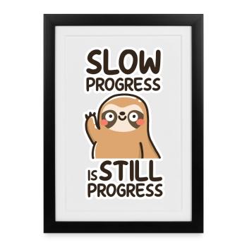 Paresseux charmant avec citation motivante - Affiche encadrée (27 × 37 cm) - noir - Devant