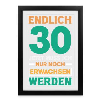 Cadeau amusant pour un 30e anniversaire - Affiche encadrée (27 × 37 cm) - noir - Devant