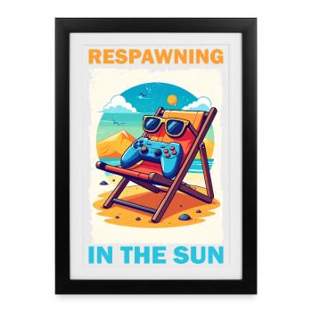 Gaming vacation on the beach - Framed poster (27 × 37 cm) - black - Front