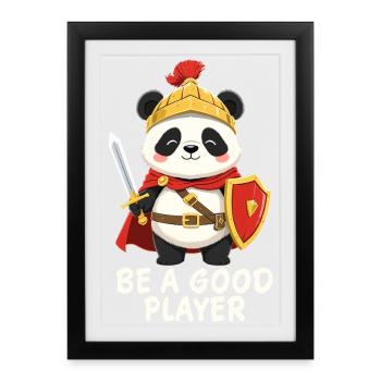 Chevalier panda avec épée – Soyez un bon joueur - Affiche encadrée (27 × 37 cm) - noir - Devant