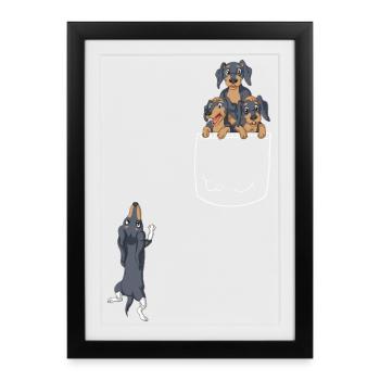 Dachshund Pocket Tee - Framed poster (27 × 37 cm) - black - Front