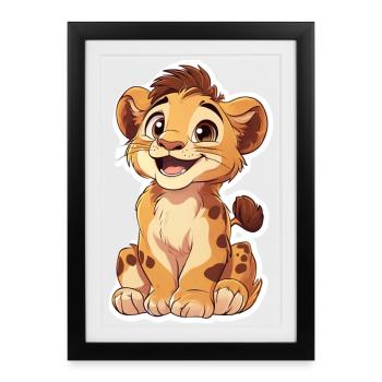 Lion - Affiche encadrée (27 × 37 cm) - noir - Devant