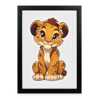Lion - Affiche encadrée (27 × 37 cm) - noir - Devant