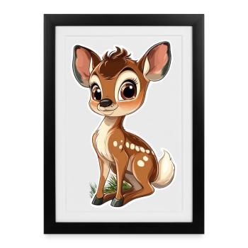 roe deer - Framed poster (27 × 37 cm) - black - Front