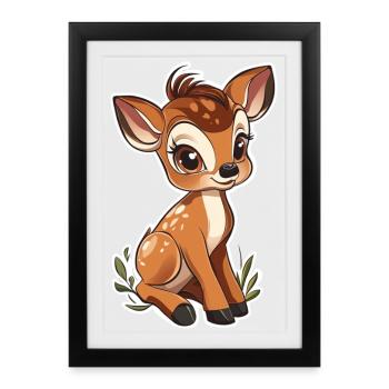 roe deer - Framed poster (27 × 37 cm) - black - Front