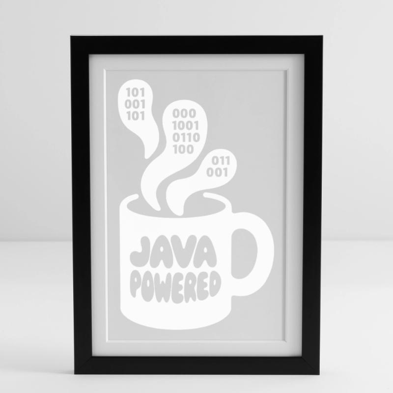 Java Powered Mug: Binary Steam Framed poster (27 × 37 cm)