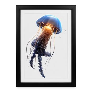 Jellyfish Jellyfish Fire Jellyfish Medusa Cute Jellyfish - Framed poster (27 × 37 cm) - black - Front