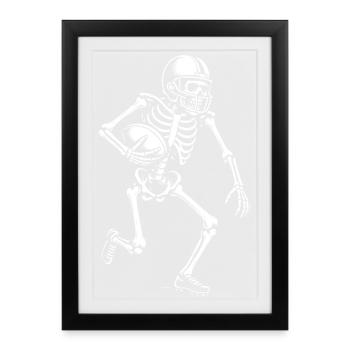 Skeleton playing American Football  - Framed poster (27 × 37 cm) - black - Front