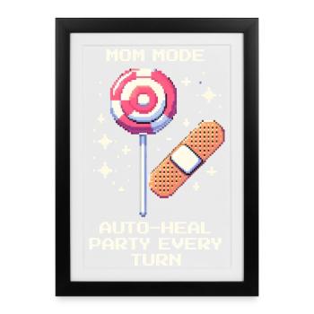 Mode maman : guérison automatique à chaque tour | Parents - Affiche encadrée (27 × 37 cm) - noir - Devant