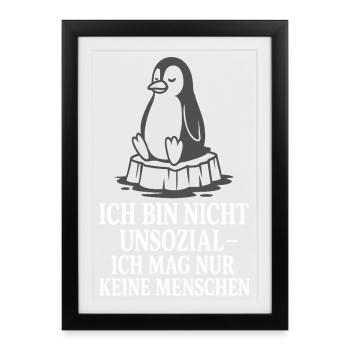 Pinguin auf Eis mit Spruch - Framed poster (27 × 37 cm) - black - Front