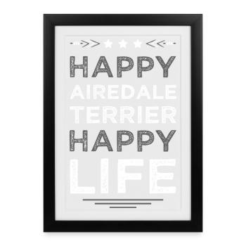 La vie heureuse d’Airedale Terrier - Affiche encadrée (27 × 37 cm) - noir - Devant