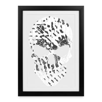 Motif de camouflage de crâne Noir Blanc - Affiche encadrée (27 × 37 cm) - noir - Devant