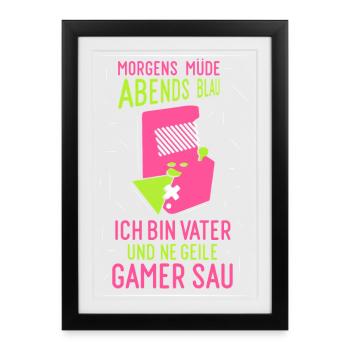 Dad Dad Gamer Gamer Gamer Gaming - Framed poster (27 × 37 cm) - black - Front