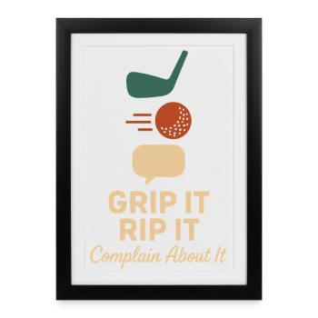 Humour de golf drôle, papa sarcastique, - Affiche encadrée (27 × 37 cm) - noir - Devant