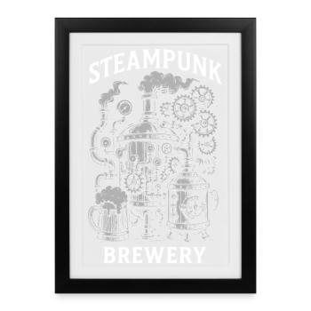 Steampunk Brewery Gears Design - Affiche encadrée (27 × 37 cm) - noir - Devant