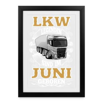 Lkw Fahrer Geburtstag Juni - Gerahmtes Poster (27 × 37 cm) - Schwarz - Vorne
