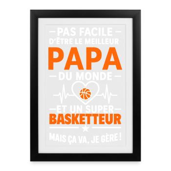 Heart + Basketball – Super Dad Basketball Player - Framed poster (27 × 37 cm) - black - Front