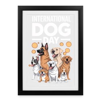 Celebrate International Dog Day in Style - Framed poster (27 × 37 cm) - black - Front
