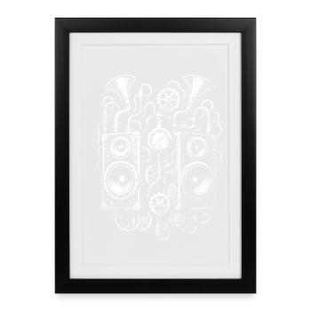 Illustration du matériel audio steampunk - Affiche encadrée (27 × 37 cm) - noir - Devant