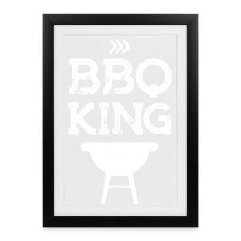 BBQ King Grill Master Design - Framed poster (27 × 37 cm) - black - Front
