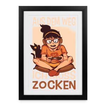 Cadeaux de gamer Tenues de jeu Jeux vidéo de jeu - Affiche encadrée (27 × 37 cm) - noir - Devant