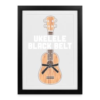 Ukulélé hawaïen Ukulélé Ukulélé Noir - Affiche encadrée (27 × 37 cm) - noir - Devant