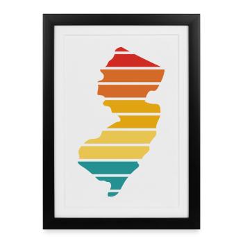 New Jersey - États-Unis d’Amérique - Rayures - Affiche encadrée (27 × 37 cm) - noir - Devant