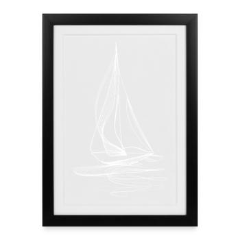 Art de lignes de voilier – Graphismes minimalistes - Affiche encadrée (27 × 37 cm) - noir - Devant