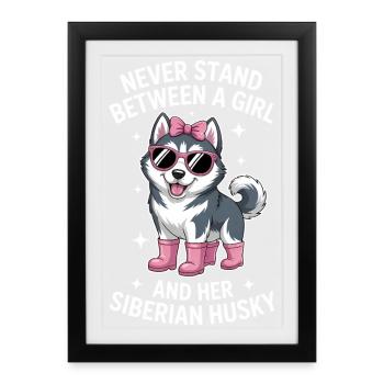 Siberian Husky Sprüche Lustiges Husky Geschenk - Gerahmtes Poster (27 × 37 cm) - Schwarz - Vorne