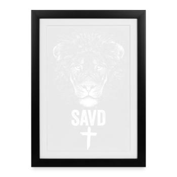 Redeemed Lion Cross Bible Christian Faith Jesus - Framed poster (27 × 37 cm) - black - Front