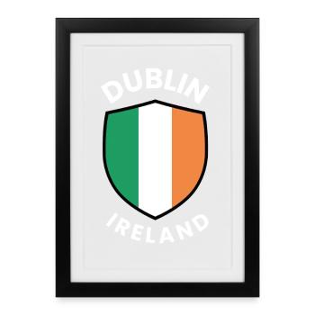 Blason de Dublin avec les couleurs de l’Irlande - Affiche encadrée (27 × 37 cm) - noir - Devant