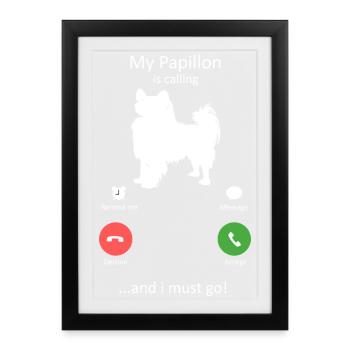 Papillon Dog Calling Smartphone Interface - Framed poster (27 × 37 cm) - black - Front