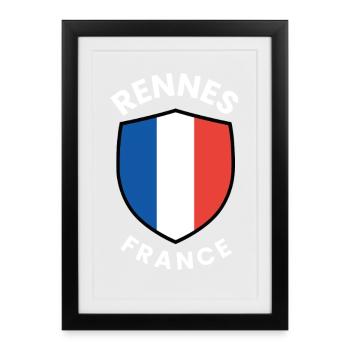 Rennes France Shield Emblem - Framed poster (27 × 37 cm) - black - Front
