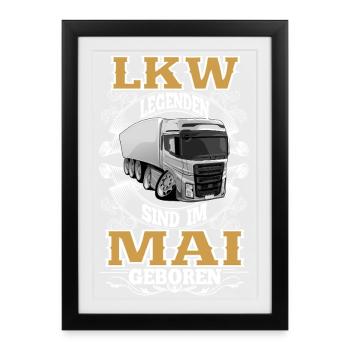 Anniversaire du chauffeur routier : mai - Affiche encadrée (27 × 37 cm) - noir - Devant