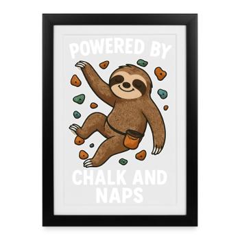 Bouldering Shirt Funny – Sloth with Chalk - Framed poster (27 × 37 cm) - black - Front