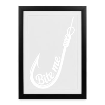 Bite Me Hook Graphic - Framed poster (27 × 37 cm) - black - Front
