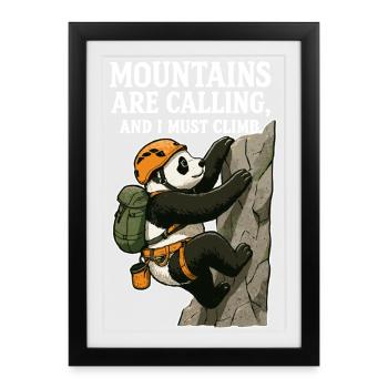 Bloc panda grimpeur drôle - Affiche encadrée (27 × 37 cm) - noir - Devant