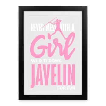 Lanceur de javelot avec une déclaration amusante - Affiche encadrée (27 × 37 cm) - noir - Devant