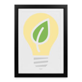 Ampoule Environnement Électricité - Affiche encadrée (27 × 37 cm) - noir - Devant