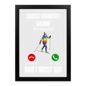 Appel au ski de fond - Affiche encadrée (27 × 37 cm) - noir - Devant