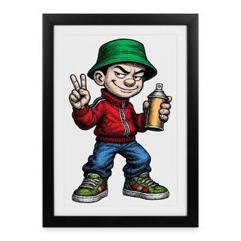 Graffiti Artist 80's Youth - Framed poster (27 × 37 cm) - black - Front
